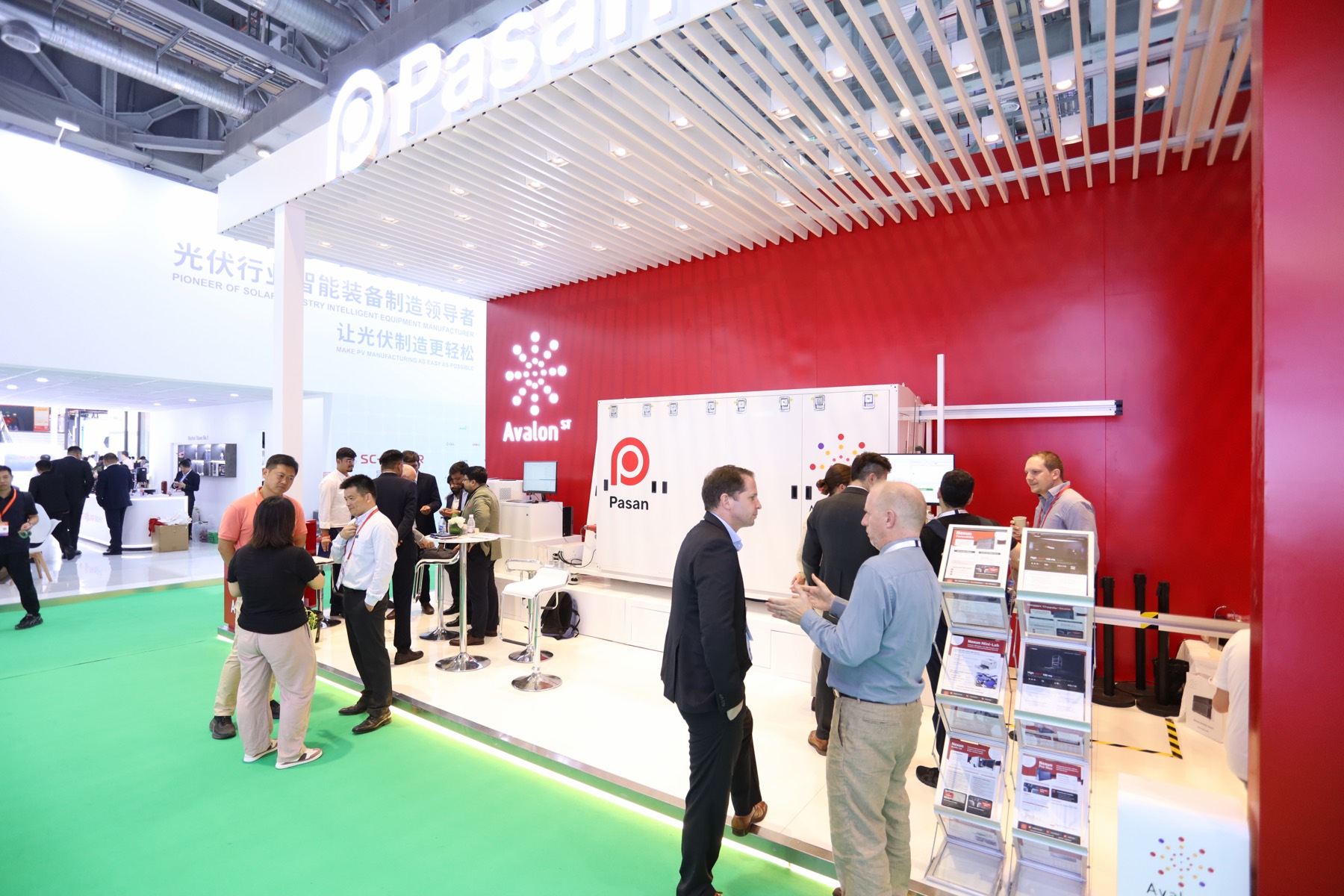Visitors at the Avalon ST and Pasan booth during SNEC 2026